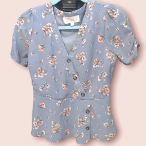 Blue Floral Blouse